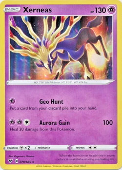 Pokemon TCG Xerneas Sword and Shield Vivid Voltage 078/185 Holo Rare - Image 1