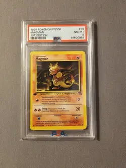 1st Edition 1999 Pokemon Fossil Magmar PSA grade 8 - Image 1