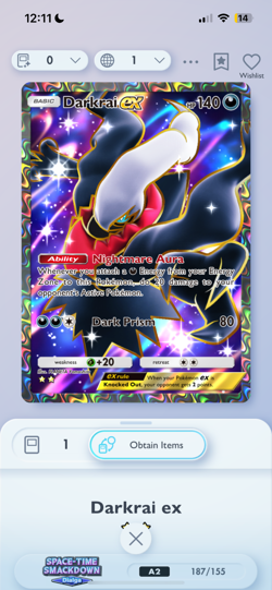 DARKRAI EX, Full art, Pokemon TCG Pocket, English language - Image 1