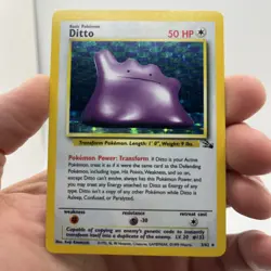Pokemon Ditto 3/62 WotC Fossil Unlimited Holo Rare MP - Image 1