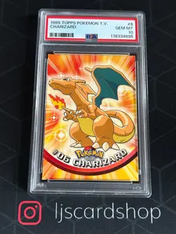 1999 Topps Pokemon TV Charizard #6 Animation Edition PSA 10 SPM - Image 2
