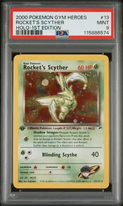 Rocket's Scyther 2000 Pokemon Gym Heroes 1st Edition PSA 9 #13 - Image 1