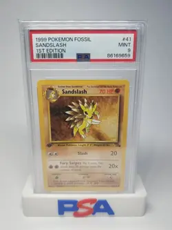 1999 Pokemon Fossil 1st First Edition Sandslash 41/62 Non Holo PSA 9 MINT - Image 1