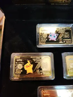 Pokemon 7 Pieces Gold Dollar 1oz Bullion Bar Set (Gold Plated) with Case - Image 5