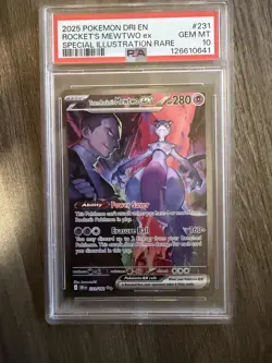 2025 POKEMON DRI EN-DESTINED RIVALS #231 TEAM ROCKET'S MEWTWO EX PSA 10 - Image 1