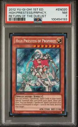 2012 YUGIOH 1ST REDU-EN020 HIGH PRIESTESS OF PROPHECY SECRET PSA 7 NM #100454193 - Image 1