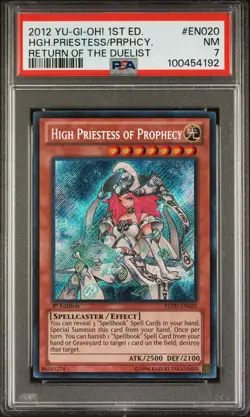 2012 YUGIOH 1ST REDU-EN020 HIGH PRIESTESS OF PROPHECY SECRET PSA 7 NM #100454192 - Image 1