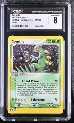 CGC 8 Sceptile 2003 EX Ruby & Sapphire 11/109 Holo SWIRL Pokemon Card like PSA - Image 1