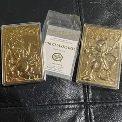 Nintendo Pokemon 23K Gold Plated Charizard And Mewtwo Trading Card 1999 with COA - Image 1