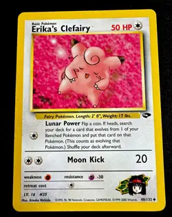 Erika's Clefairy 40/132 MP Gym Challenge Regular Pokemon Card Moderate Play - Image 1