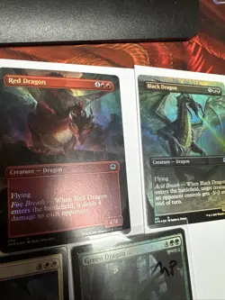 5 Foil Mtg Dragons (borderless Foils) Red, Black, Blue, White, Green AFR Nm - Image 2