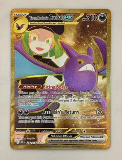 Team Rocket's Crobat EX 242/182 Destined Rivals Hyper Rare Pokemon Gold NM/Mint - Image 1