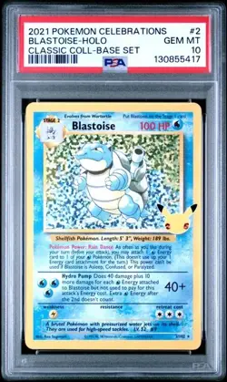 PSA 10 Blastoise Holo 2/102 Celebrations Classic Collection Pokemon 2021 - Image 1