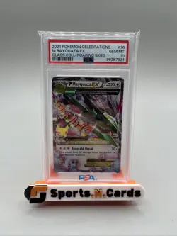 2021 Pokemon TCG Celebrations Mega M Rayquaza EX Roaring Skies PSA 10 #76/108 - Image 1
