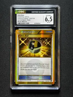 CGC 6.5 ERROR Pokemon Ultra Ball 122 Plasma Freeze Secret MISCUT + Alignment Dot - Image 1