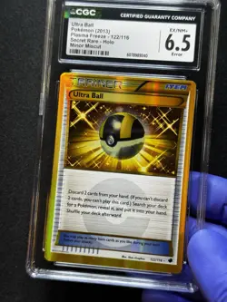 CGC 6.5 ERROR Pokemon Ultra Ball 122 Plasma Freeze Secret MISCUT + Alignment Dot - Image 3