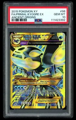 2015 Pokemon XY Primal Kyogre EX Full Art PSA 10 Ancient Origins Pop 457 - Image 1