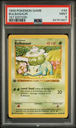 1999 Pokemon Game Bulbasaur 1st Edition 44 psa 9 - Image 1