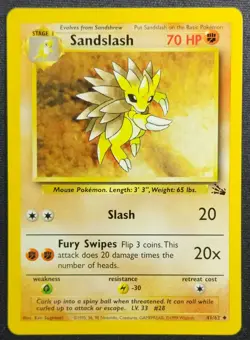 Sandslash 41/62 1999 Fossil Pokemon Card WOTC Vintage - Image 1