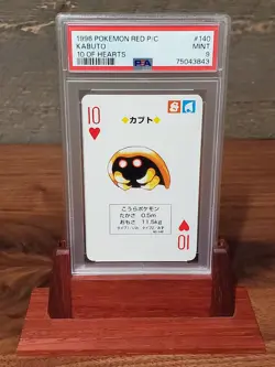1996 Pokemon Kabuto Red Back Poker Playing Card 10 of Hearts - PSA 9 - Image 1