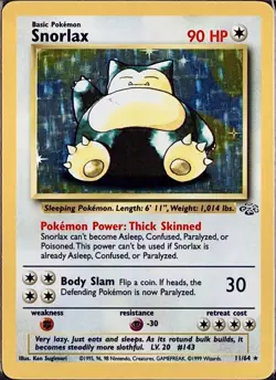 LP Unlimited Holo Snorlax Pokemon Card | WoTC Vintage Rare | 1999 Jungle 11/64 - Image 1
