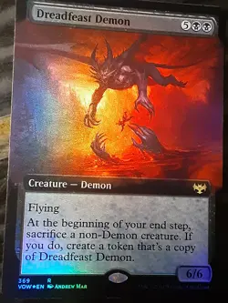 Dreadfeast Demon Extended Art FOIL , Innistrad CV , LP , MTG , FREE SHIPPING - Image 2