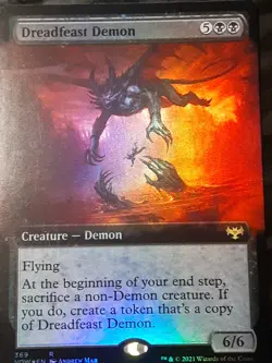 Dreadfeast Demon Extended Art FOIL , Innistrad CV , LP , MTG , FREE SHIPPING - Image 3