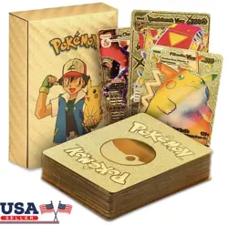 New Gold Shiny Pack 55 Cards TCG GX Vmax GX Cards Charizard Rare Pokemon Cards - Image 1