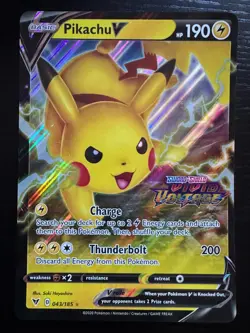 Pokemon Card Pikachu V Black Star Promo Jumbo/Oversize 043/185 - Image 1