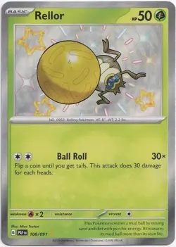 Pokemon Rellor Shiny Full Art Paldean Fates PAF 108/091 Near Mint English - Image 1