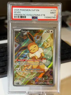 Pokemon 2025 SVP EN-SV Black Star Promo Prismatic Evolutions ETB 173 Eevee PSA 9 - Image 1