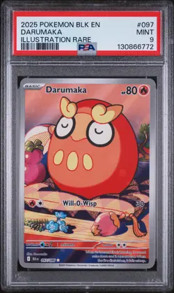 PSA 9 Mint Darumaka 2025 Ilustration Rare Pokemon Black Bolt IR 092/086 - Image 1