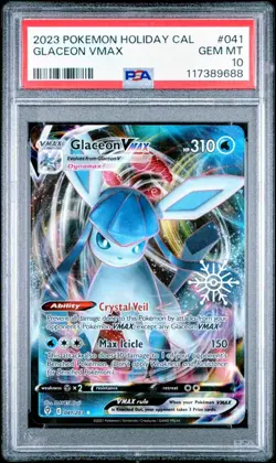 Glaceon VMAX 041/203 Snowflake Stamp PSA 10 ?? (2023 Pokemon Holiday Calendar) - Image 1