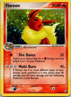 Flareon Pokemon TCG 5/115 EX Unseen Forces Holo LP - Image 1