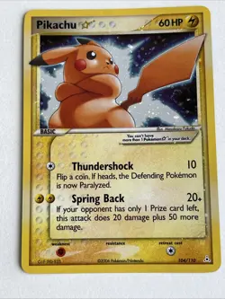Pokemon Gold Star Pikachu Holon Phantoms 104/110 Holo Card RARE Must See Pokemon - Image 1
