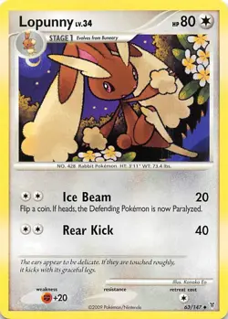 LOPUNNY 63/147 - NON-Holo UNCOMMON - Supreme Victors - 2009 Pokemon Card - NM - Image 1
