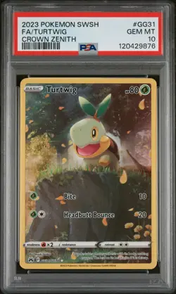 2023 POKEMON SWORD AND SHIELD CROWN ZENITH #GG31 FA/TURTWIG CROWN ZENITH PSA 10 - Image 1