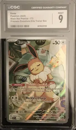 CGC 9 EEVEE 173 PRISMATIC EVOLUTIONS ETB BLACK STAR PROMO POKEMON - Image 1
