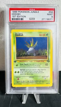 1999 Pokemon Jungle #58 Oddish 1st Edition PSA 9 Mint WOTC - Image 1