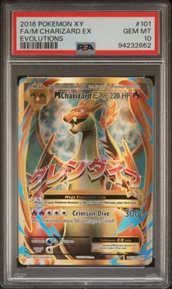 2016 POKEMON XY EVOLUTIONS #101 FULL ART/M CHARIZARD EX PSA 10 - Image 1