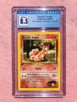 2000 Pokemon Gym Heroes First 1st Edition Brock's Vulpix 73/132 CGC 8.5 Mint PSA - Image 1
