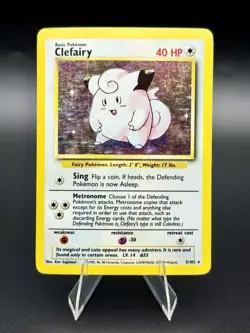 Clefairy 5/102 Base Set 2 Unlimited Holo WOTC Wizards Pokemon Trading Card Game - Image 1