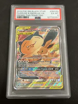 Pokemon Eevee & Snorlax GX Tag Team Promo Card SM169 PSA 6 EX-Mint - Image 1