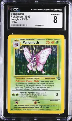 CGC 8 NM MINT Venomoth 13/64 Holo Rare Jungle Vintage WOTC 1999 Pokemon Card - Image 1