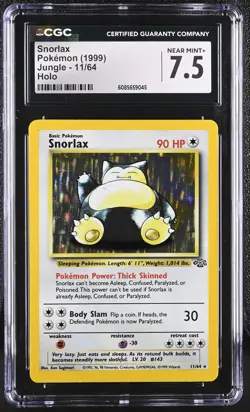 CGC 7.5 Snorlax 1999 Jungle 11/64 Holo Pokemon Card - Image 1