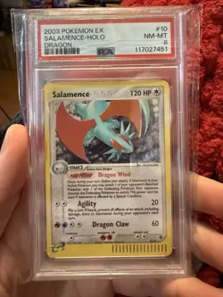PSA 8 NEAR MINT 2003 Pokemon EX Dragon SALAMENCE #10 Holo Rare Card 0661 - Image 1