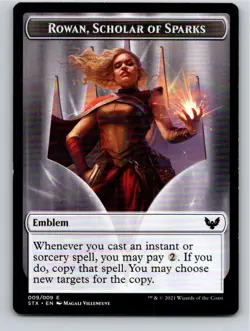 Magic the Gathering Token Rowan Scholar of Sparks Emblem Strixhaven School Mages - Image 1