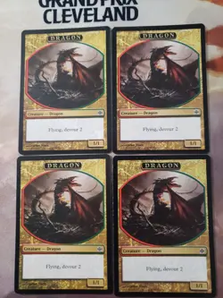 Dragon Token x 4 Alara Reborn - Red Green Dragon Devour Dragon Broodmother EDH - Image 1
