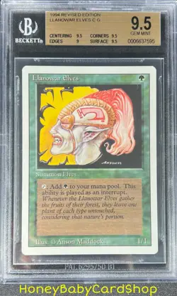 MTG 3rd Edition Revised 1994 Llanowar Elves BGS 9.5 GEM MINT Old School 93/94 - Image 1