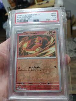 2023 POKEMON OBF EN-OBSIDIAN FLAMES REVERSE HOLO #026 CHARMANDER PSA 9 - Image 3